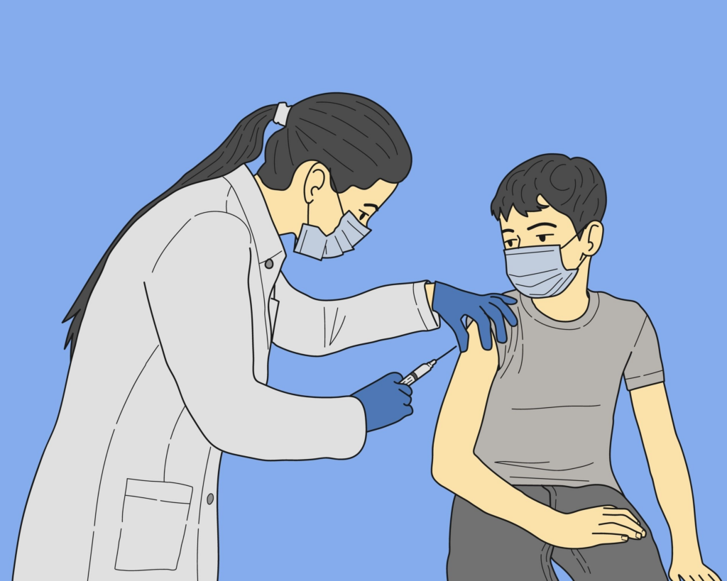 Image of a nurse vaccinating a boy.